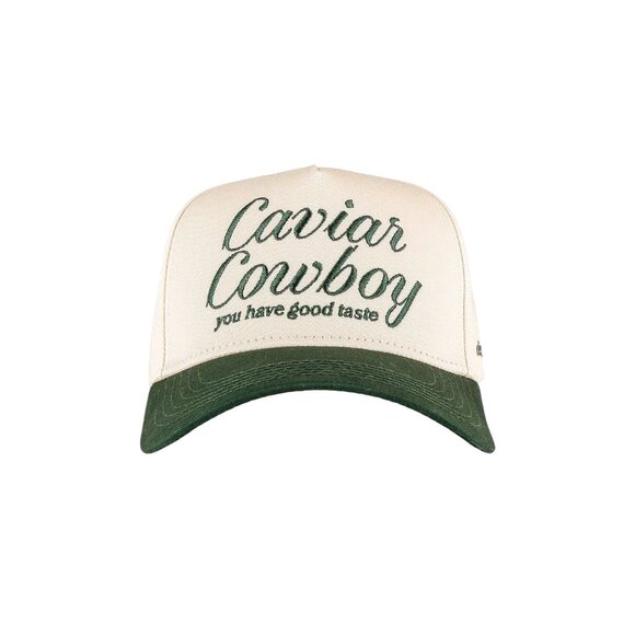 Eleven Eleven Caviar Cowboy Cap in Beige & Forest Green One Size New Baseball Ha - Picture 2 of 15